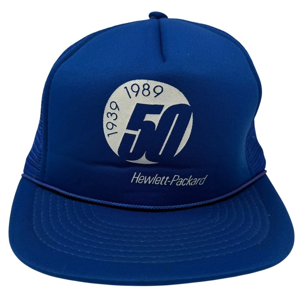 Hewlett-Packard Trucker Hat Blue 50th Anniversary Mesh Snapback Vintage